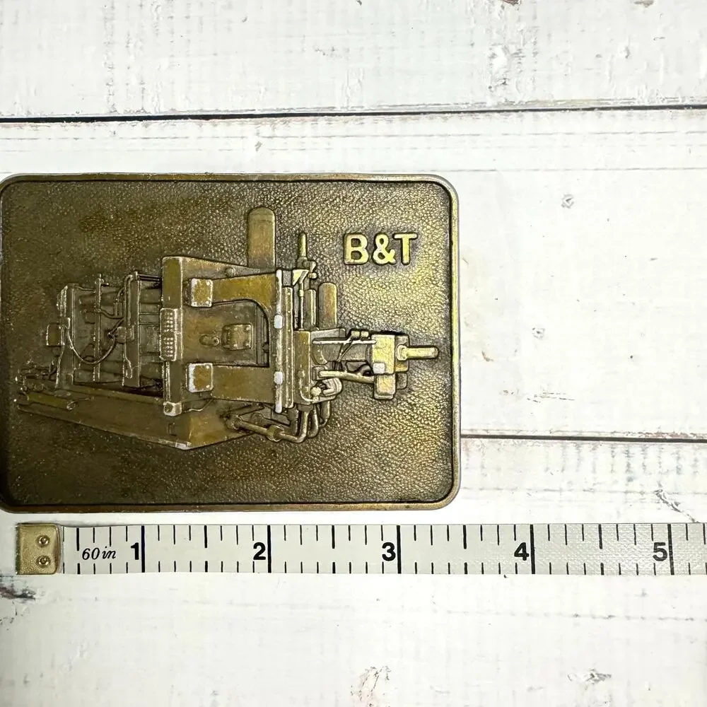 Vintage B&T Brass Belt Buckle Rectangular Cold Chamber Die Casting Machine Stamp